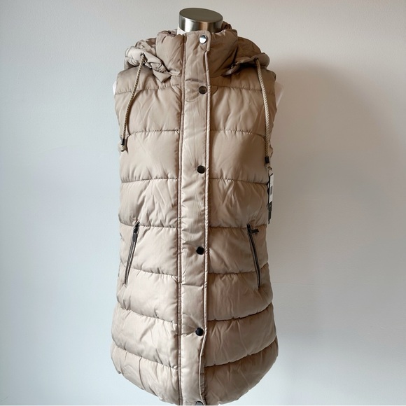 Sebby Jackets & Blazers - S.E.B. by Sebby NWT Women’s Long Tan Puffer Vest Outerwear Full Zip, size Small